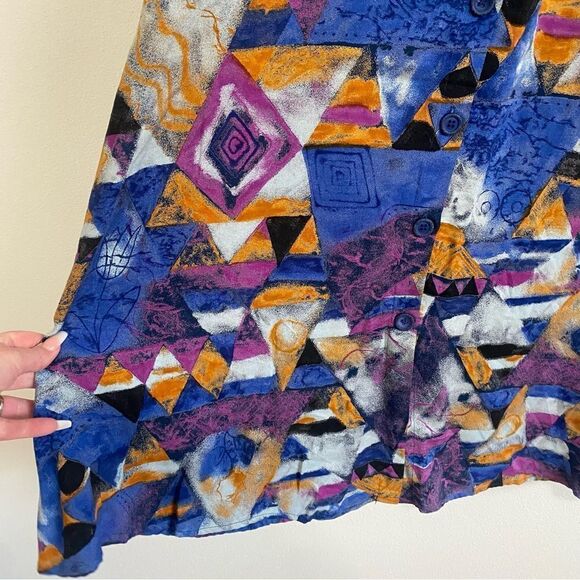 VINTAGE Susan Burrowes Abstract Flowy Maxi Skirt - Picture 5 of 9